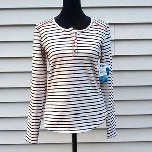 NWT Kavu Blue and Cream striped long sleeve shirt